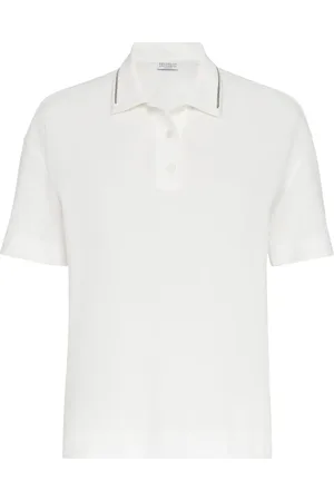 Brunello Cucinelli Playera tipo polo con detalle de cadena Monili
