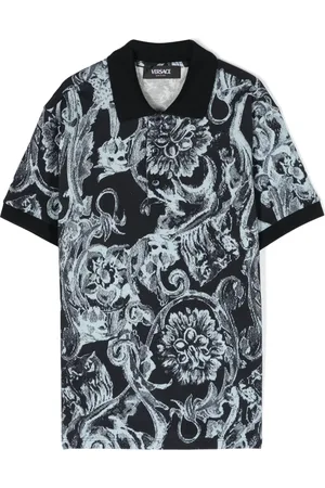 VERSACE Playera tipo polo de piqué con estampado Barocco