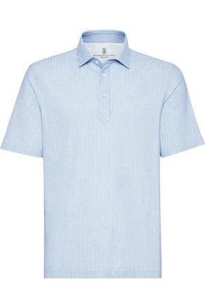 Brunello Cucinelli Playera tipo polo tejida de canalé