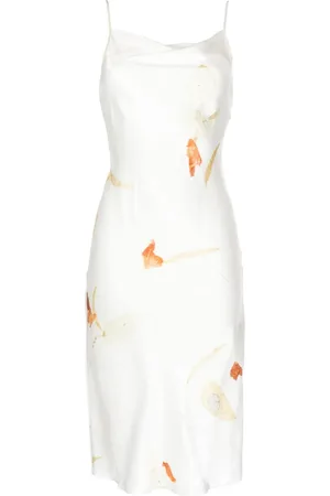 Feng Chen Wang Vestido midi de seda con estampado floral