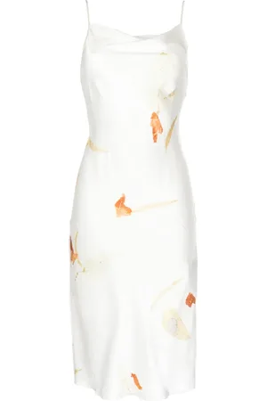 Feng Chen Wang Vestido midi de seda con estampado floral