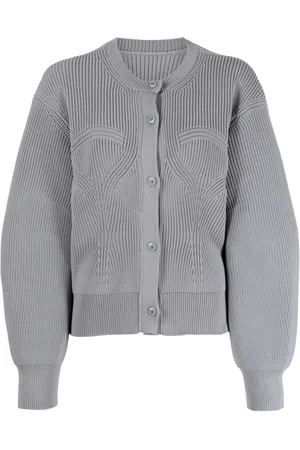 JNBY Cárdigan tejido de canalé con cuello redondo