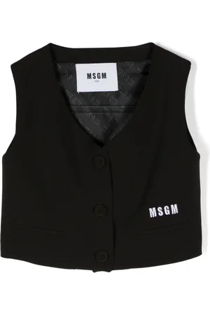 Msgm Chaleco corto con logo bordado