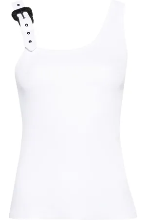 VERSACE Camiseta de canalé con detalle de hebilla
