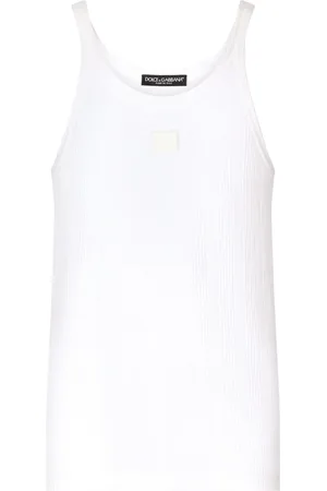 Dolce & Gabbana Top tejido canalé con placa del logo