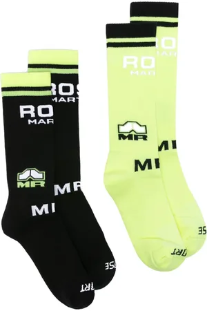 MARTINE ROSE Set de dos pareces de calcetines con logo bordado