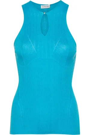 Lanvin Top de canalé con abertura en el cuello
