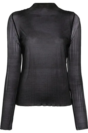 HUGO BOSS Top plisado con diseño semitransparente