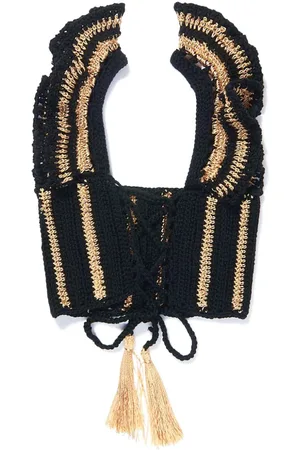 Nessi Byrd Top de crochet con volantes en los hombros