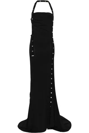 The Attico Vestido largo con cuello halter y espalda abierta