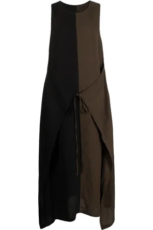 UMA WANG Vestido midi sin mangas con diseño color block