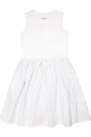 Maison Margiela Vestido con logo estampado y rayas estampadas