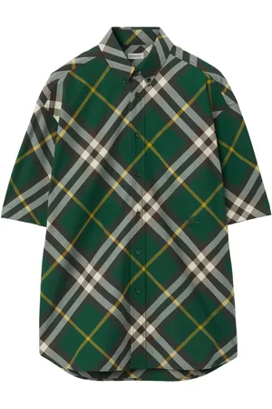 Burberry Camisa con motivo de cuadros y logo bordado