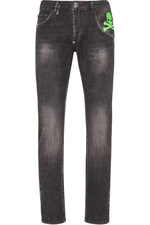 Philipp Plein Jeans rectos con estampado Skull