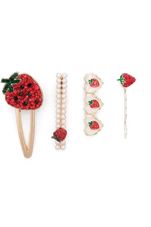 MONNALISA Pack de cuatro clips para el cabello con detalle de strass