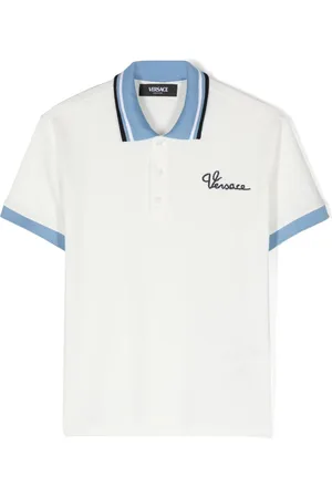 VERSACE Playera tipo polo de piqué con logo bordado
