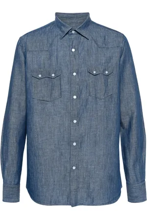 LARDINI Camisa manga larga de tejido chambray