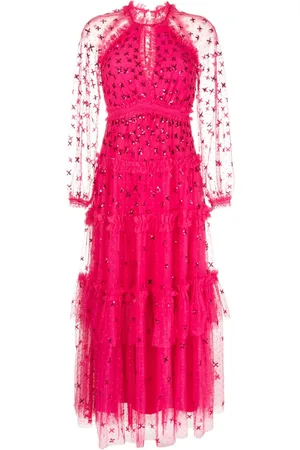 Needle & Thread Vestido de fiesta con mangas transparentes