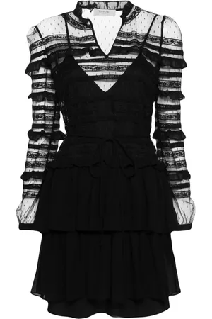 Twin-Set Vestido corto de malla con volantes