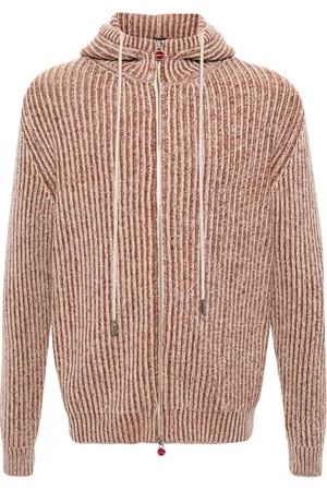 Kiton Cárdigan tejido de canalé con capucha