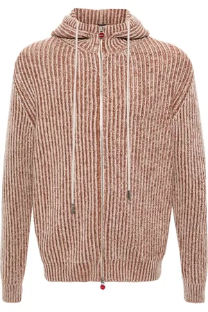 Kiton Cárdigan tejido de canalé con capucha