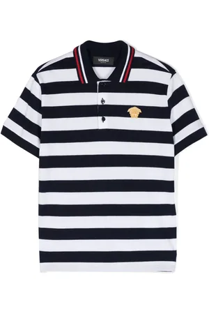 VERSACE Playera tipo polo con rayas estampadas
