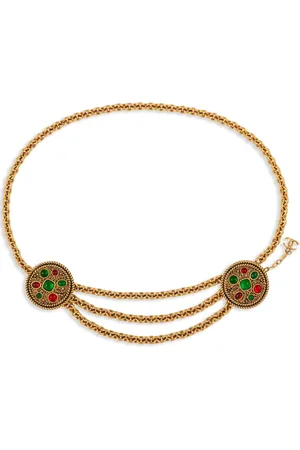 CHANEL Cinturón de cadena con cabujones 1980
