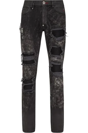 Philipp Plein Skinny jeans con efecto lavado y detalles rasgados