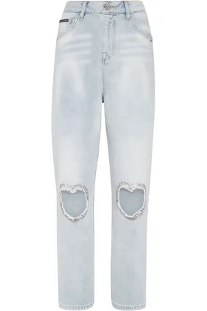 Philipp Plein Jeans rectos con aberturas en forma de corazón