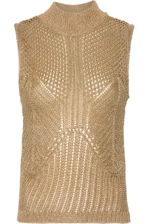 Alberta Ferretti Top de tejido con efecto metalizado