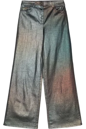 Alberta Ferretti Jeans anchos con efecto metalizado