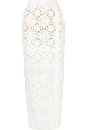 Elie saab Falda midi de crochet