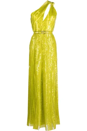 Elie saab Vestido de fiesta de tul bordado con un hombro descubierto