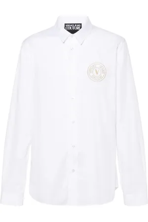 VERSACE Camisa de popelina con logo bordado