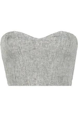 FORTE FORTE Top strapless de tejido chevron