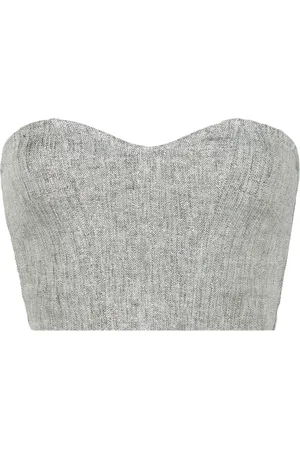 FORTE FORTE Top strapless de tejido chevron