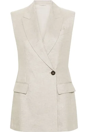 Brunello Cucinelli Blazer sin mangas con hilos metalizados