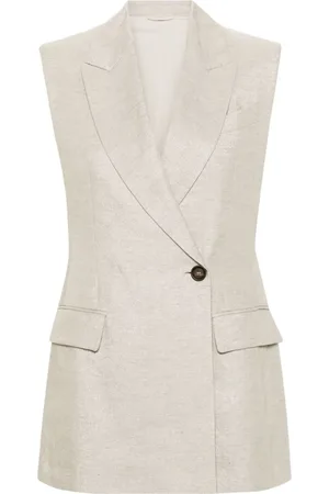 Brunello Cucinelli Blazer sin mangas con hilos metalizados