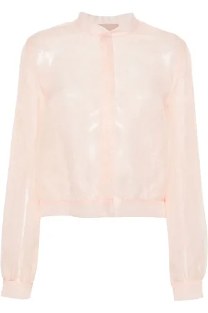 Twin-Set Blusa de organza con encaje floral