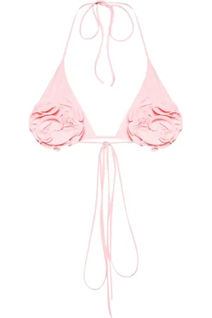 MAGDA BUTRYM Top bikini estilo triángulo con aplique floral