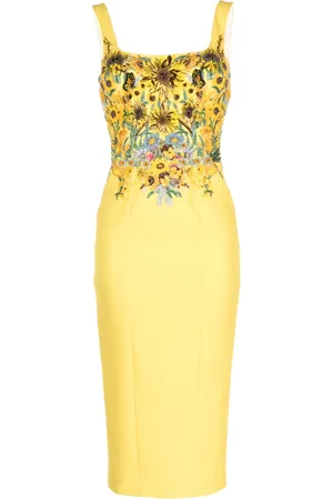 Mary Katrantzou Vestido midi Agave con motivo de mostacillas