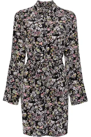 Zadig & Voltaire Vestido camisero de seda con estampado botánico