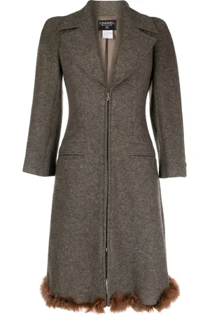 CHANEL Abrigo con ribete en contraste 1997