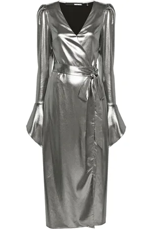 ROTATE Vestido midi con diseño cruzado