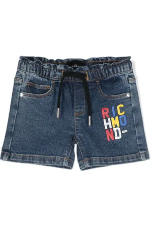 John Richmond Shorts de mezclilla con cordones con logo estampado