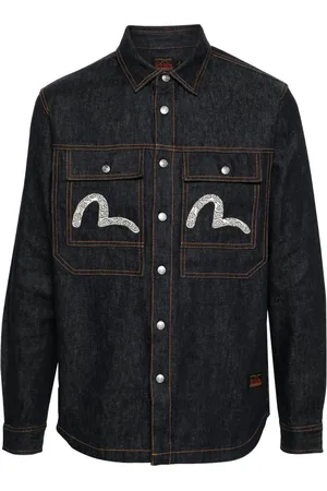 Evisu Camisa de mezclilla con motivo de nubes