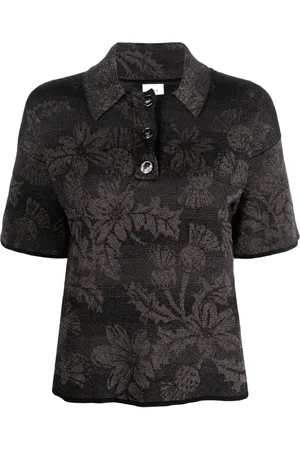 Barrie Playera tipo polo con motivo de cardo en intarsia