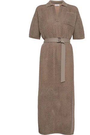 Brunello Cucinelli Vestido midi tejido de crochet