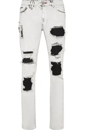 Philipp Plein Skinny jeans con efecto lavado y detalles rasgados