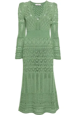 Dorothee Schumacher Vestido midi de crochet con diseño acampanado